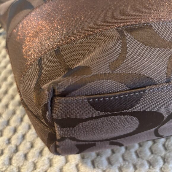 Coach Metallic Signature Patchwork Tote Bag — Bronze / Gold Trim — Style F13548 - Picture 11 of 15